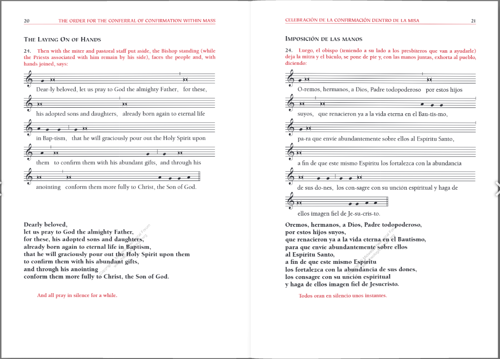 Order of Confirmation / Ritual para la Confirmación