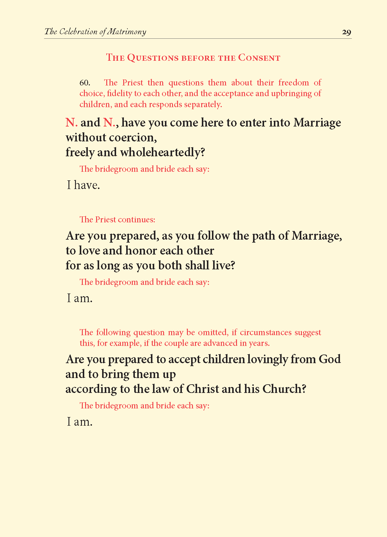 Order of Celebrating Matrimony